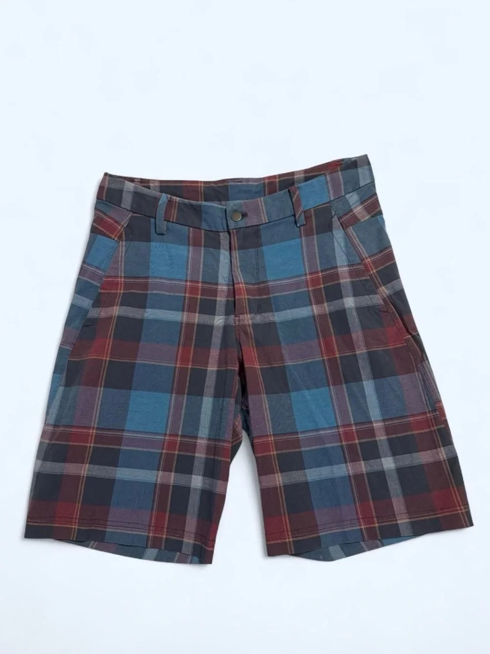 Men’s Lululemon Blue, Red, and White plaid ABC Classic-Fit Golf Shorts